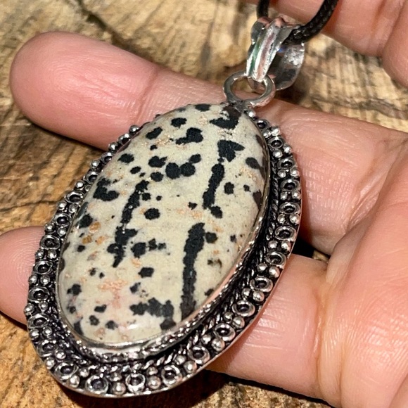 Speckled Dalmation Stone Pendant 2 1/2” - Picture 5 of 13